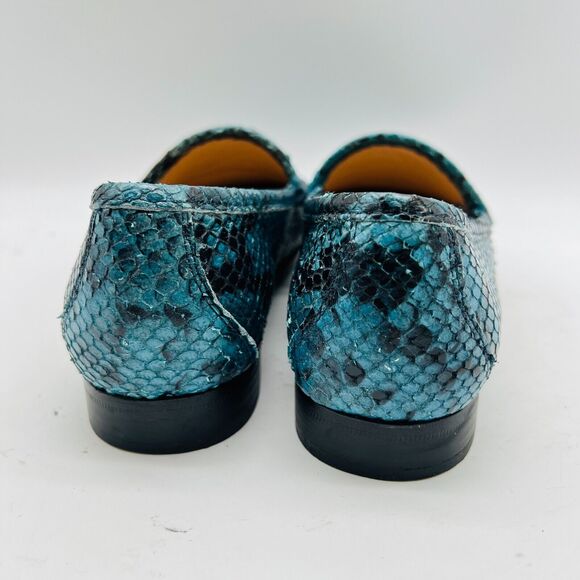 Ann Mashburn Shoes Womens 35 US 5 Blue Green Python Loafers Made in Italy - Picture 6 of 11